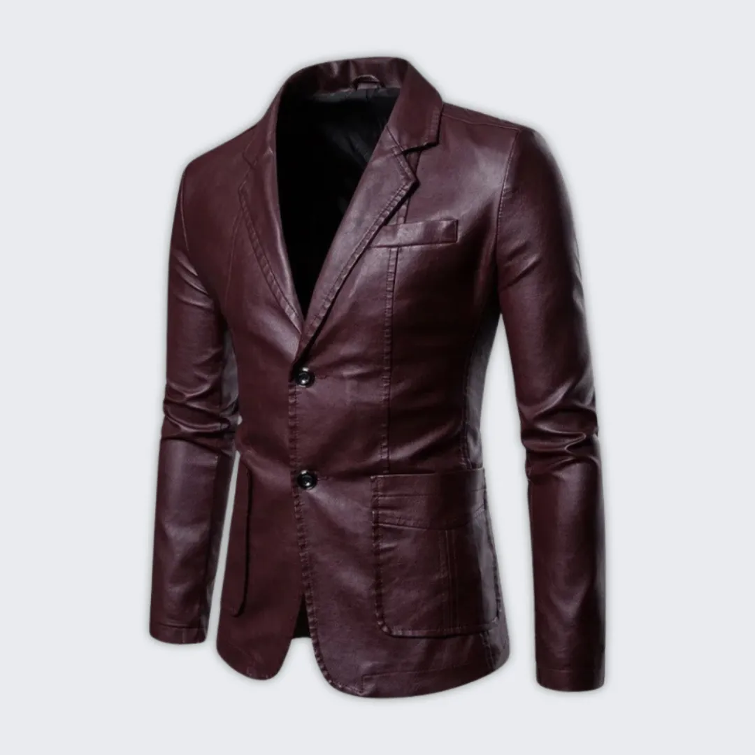 Stylish Vegan Leather Blazer for Men - Warm Autumn Essential