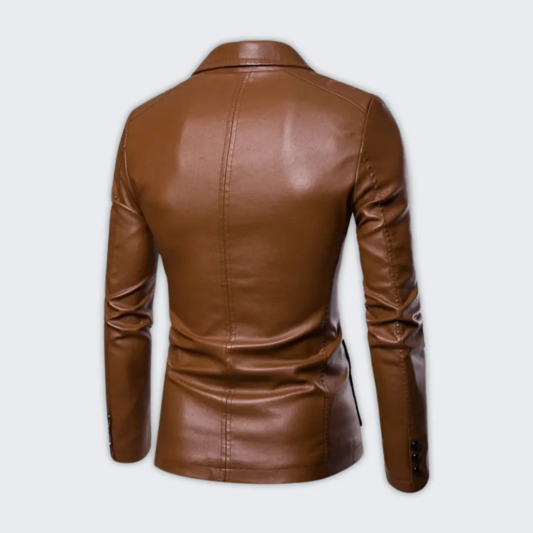 Stylish Vegan Leather Blazer for Men - Warm Autumn Essential