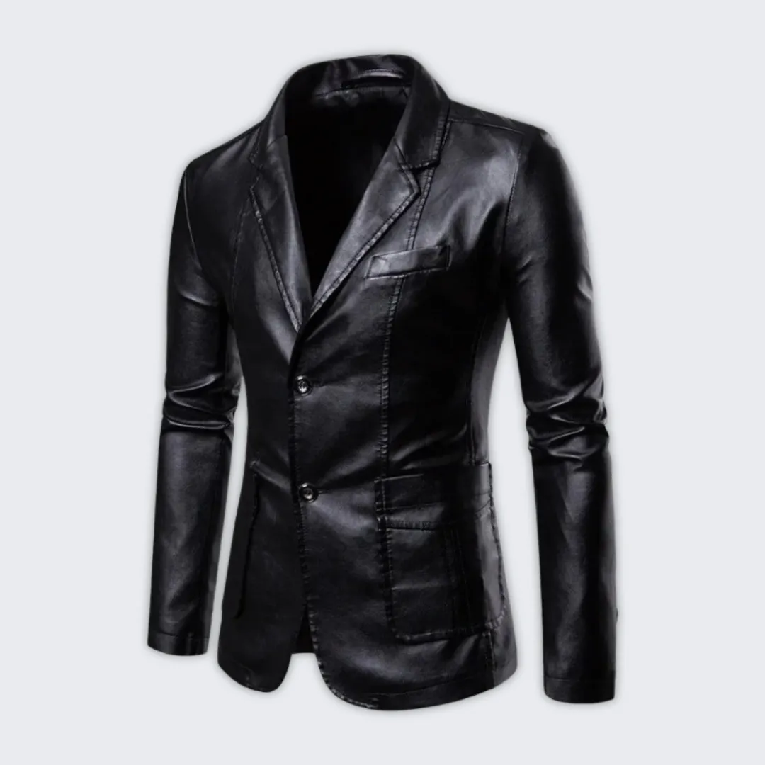 Stylish Vegan Leather Blazer for Men - Warm Autumn Essential