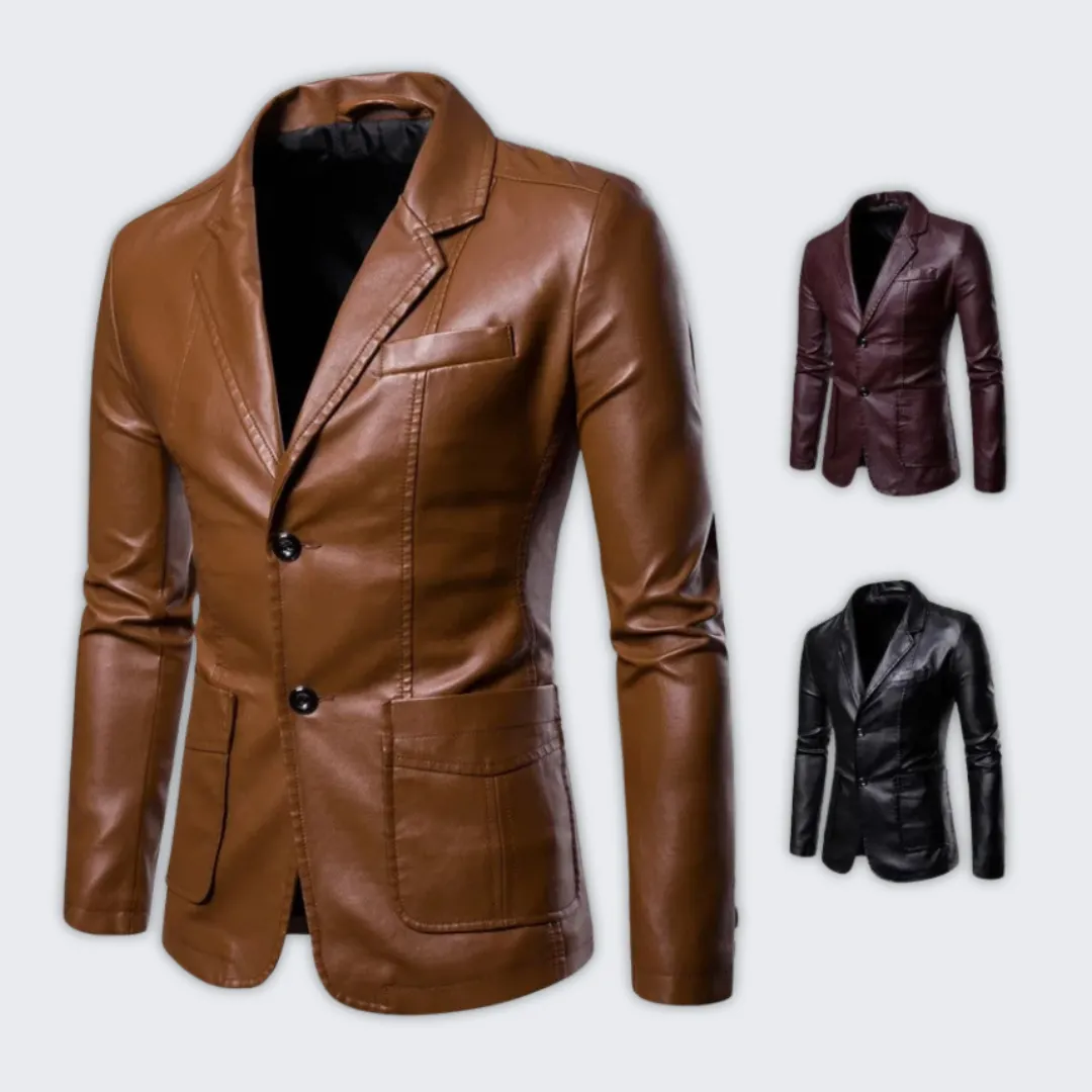 Stylish Vegan Leather Blazer for Men - Warm Autumn Essential