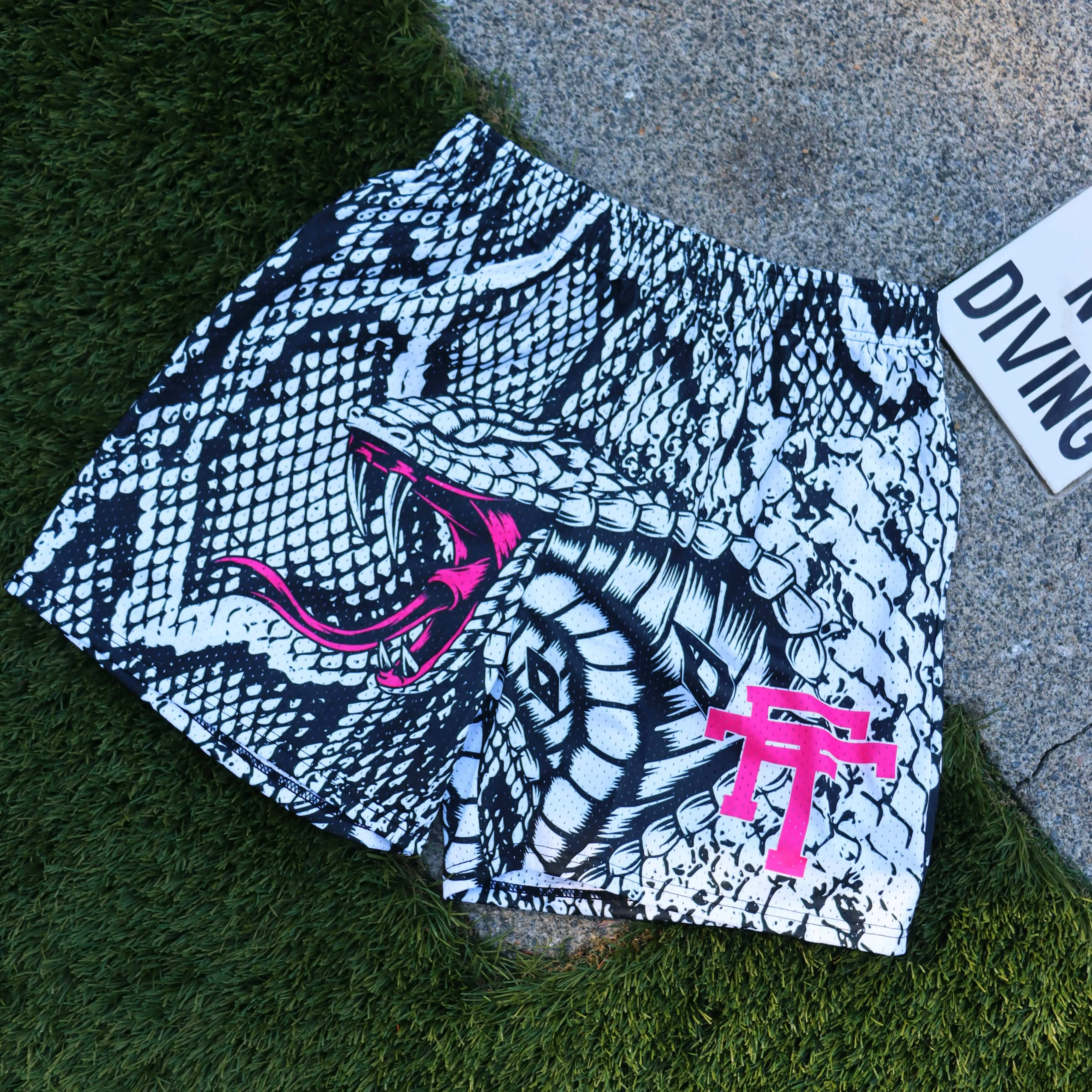 SWEET VENOM WHITE MESH BASKETBALL TRUNK DRAWSTRING SHORTS