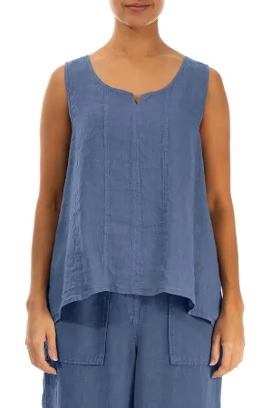 Sweetheart Neck Blue Nova Linen Top