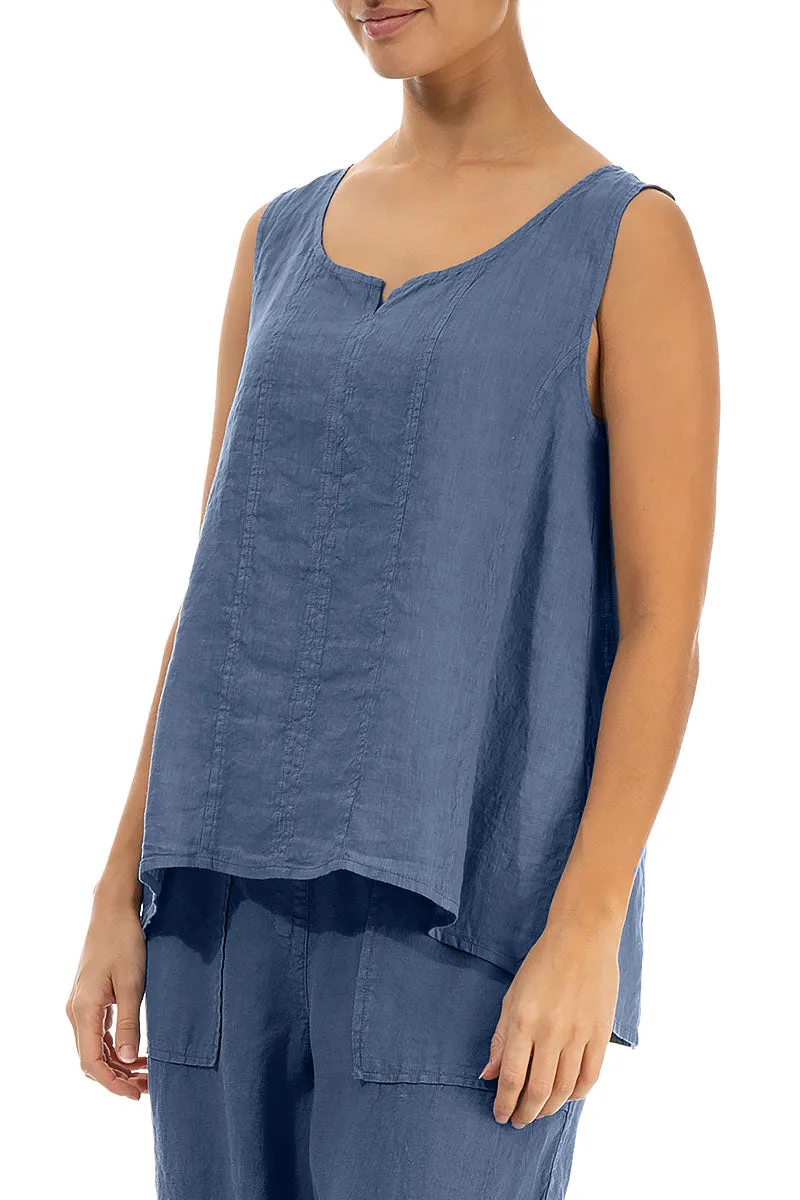 Sweetheart Neck Blue Nova Linen Top