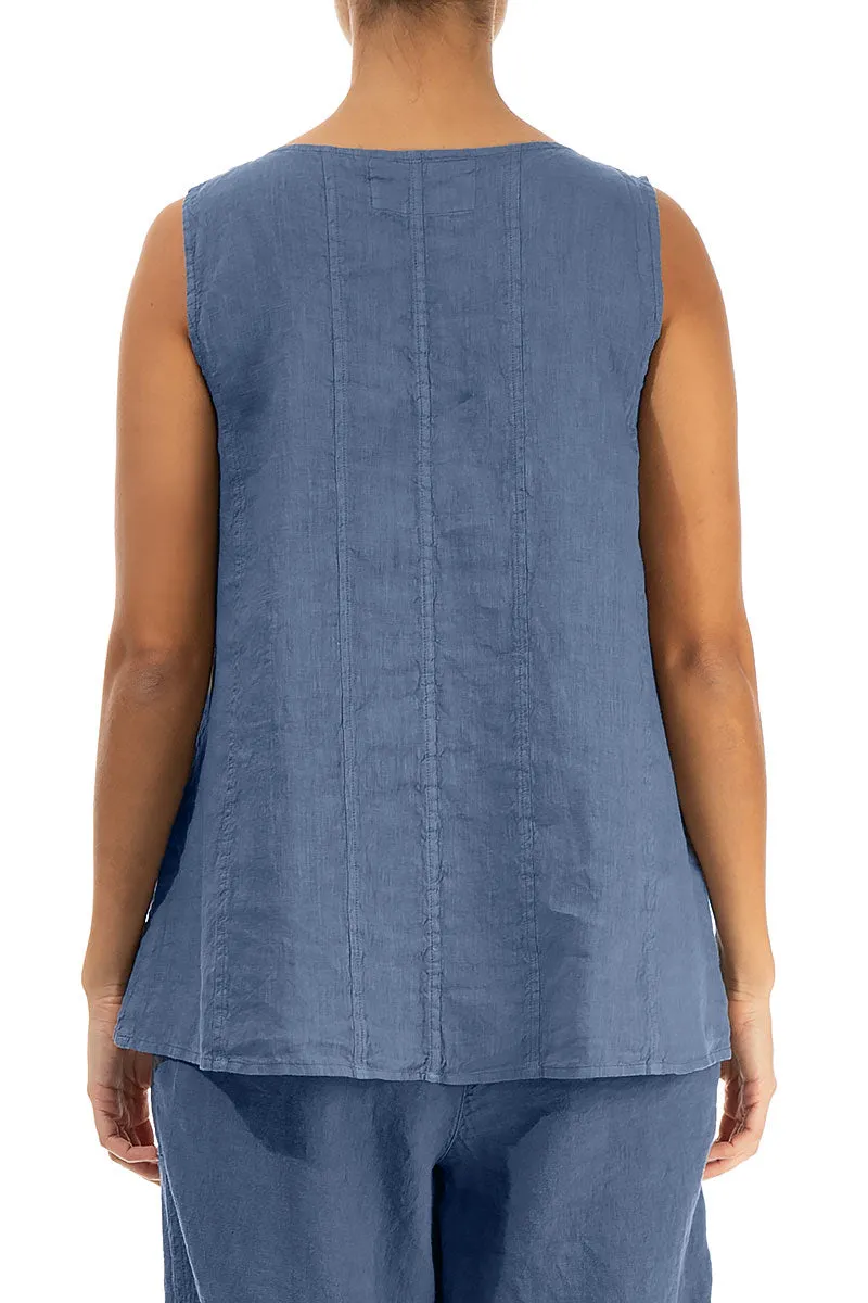 Sweetheart Neck Blue Nova Linen Top