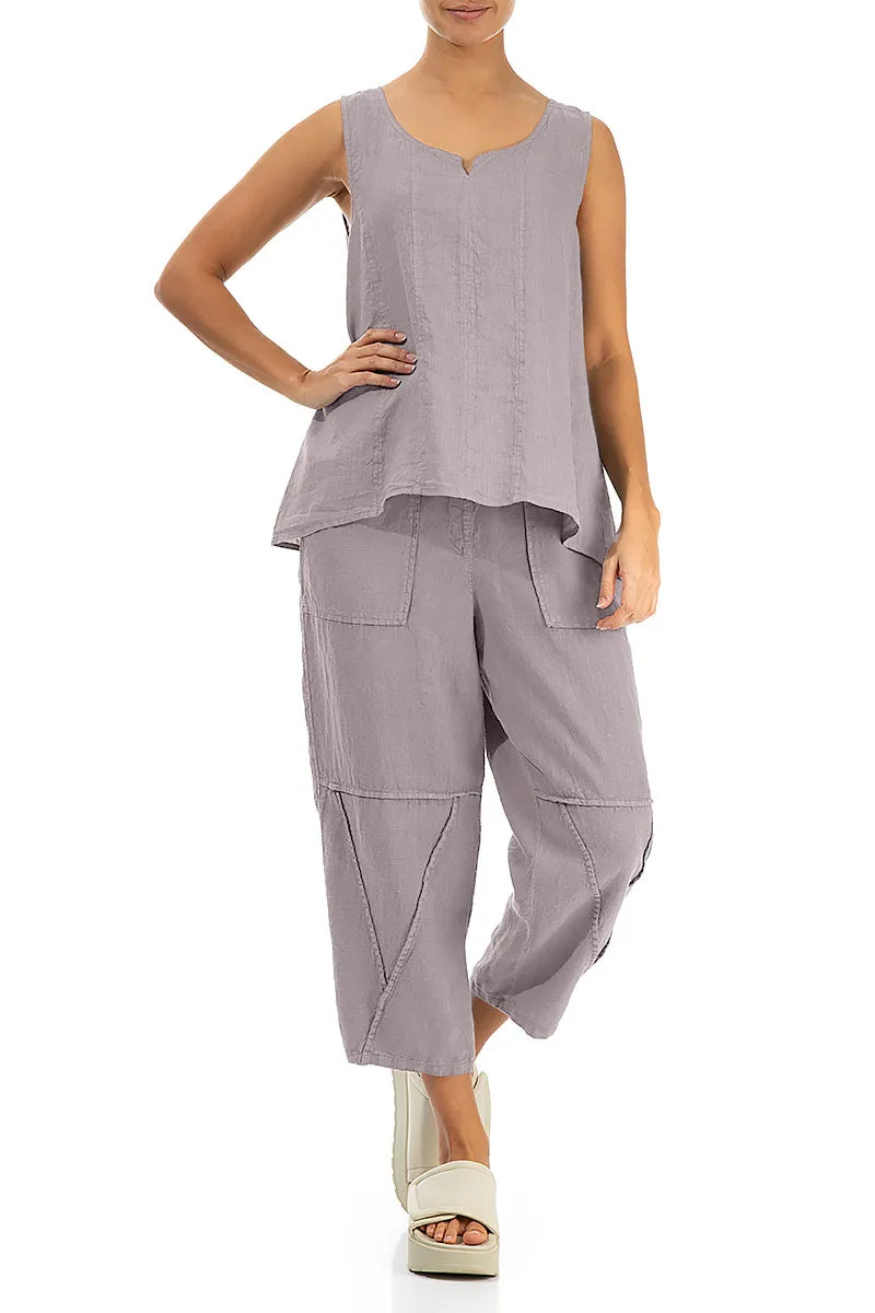 Sweetheart Neck Greige Linen Top