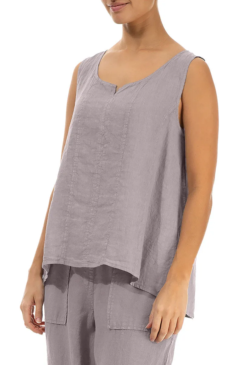 Sweetheart Neck Greige Linen Top