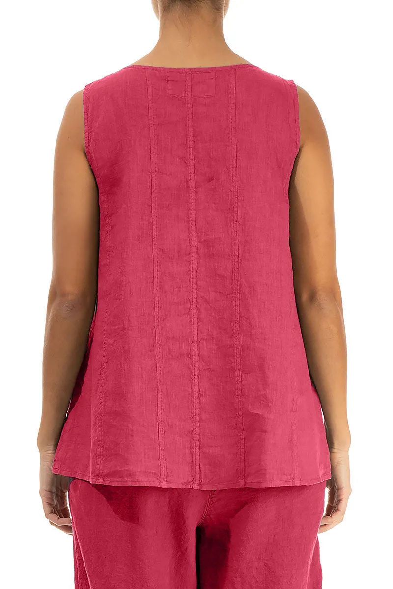 Sweetheart Neck Raspberry Linen Top