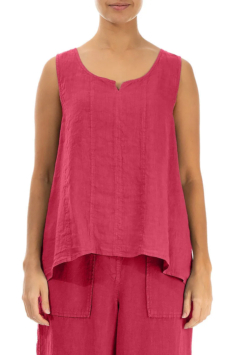 Sweetheart Neck Raspberry Linen Top