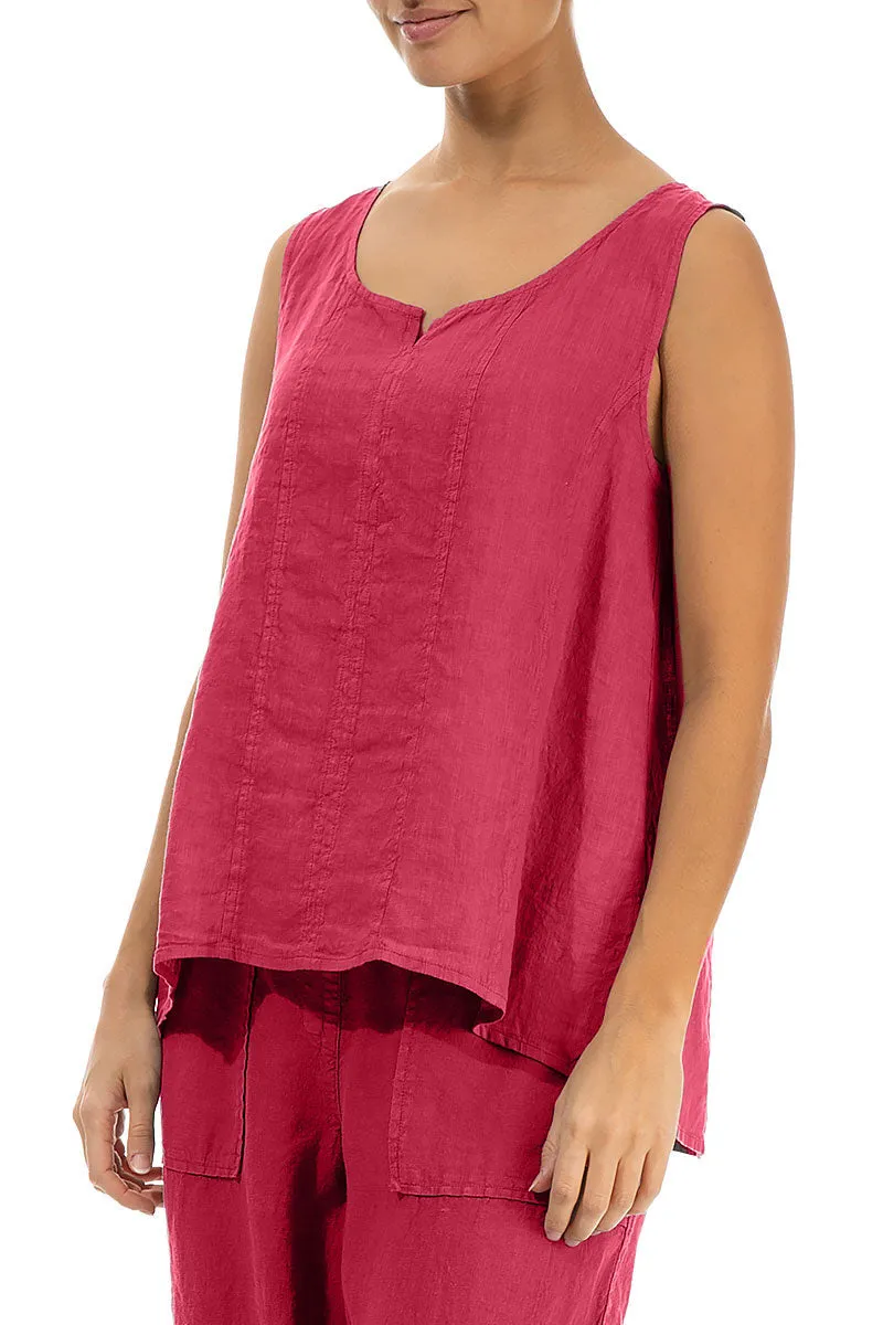 Sweetheart Neck Raspberry Linen Top