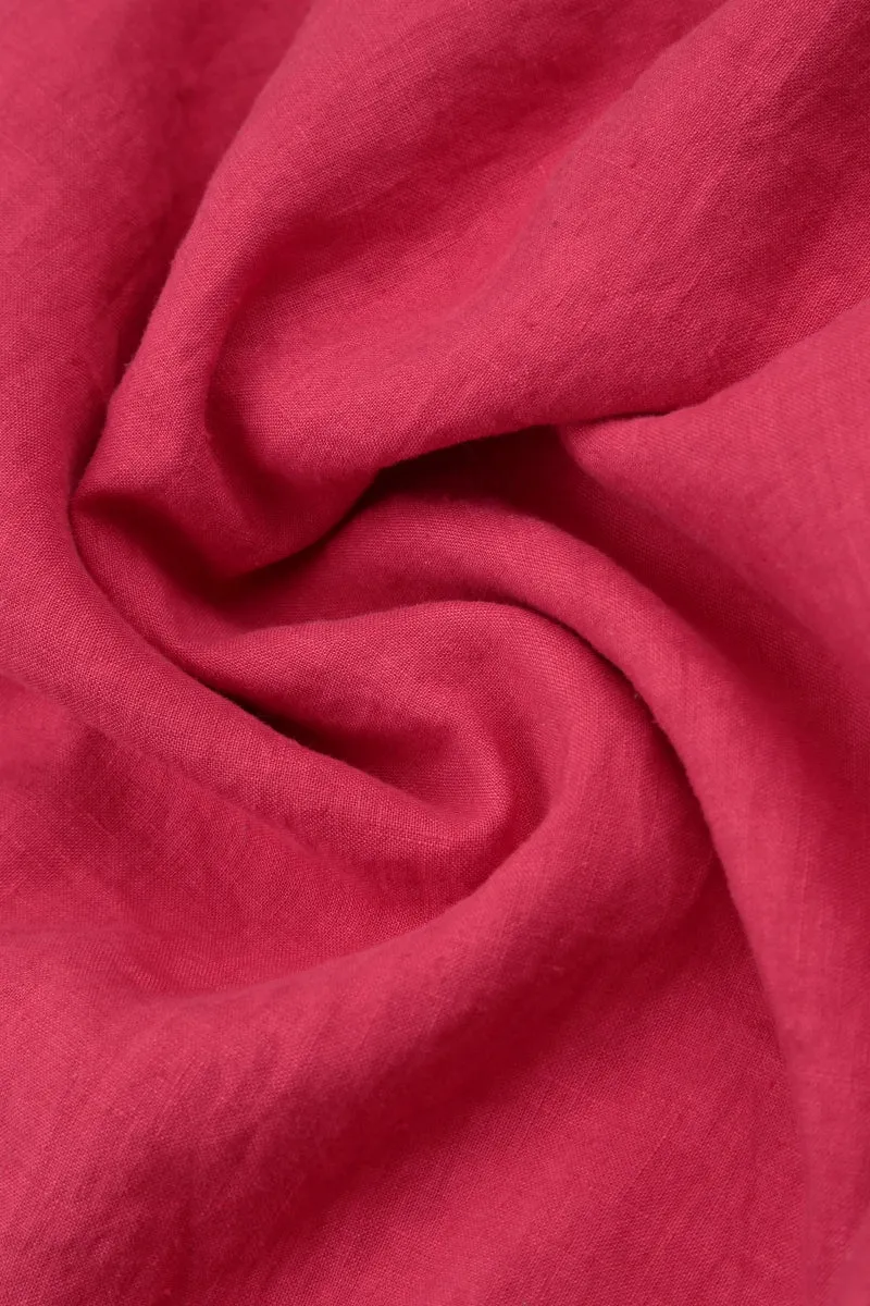 Sweetheart Neck Raspberry Linen Top