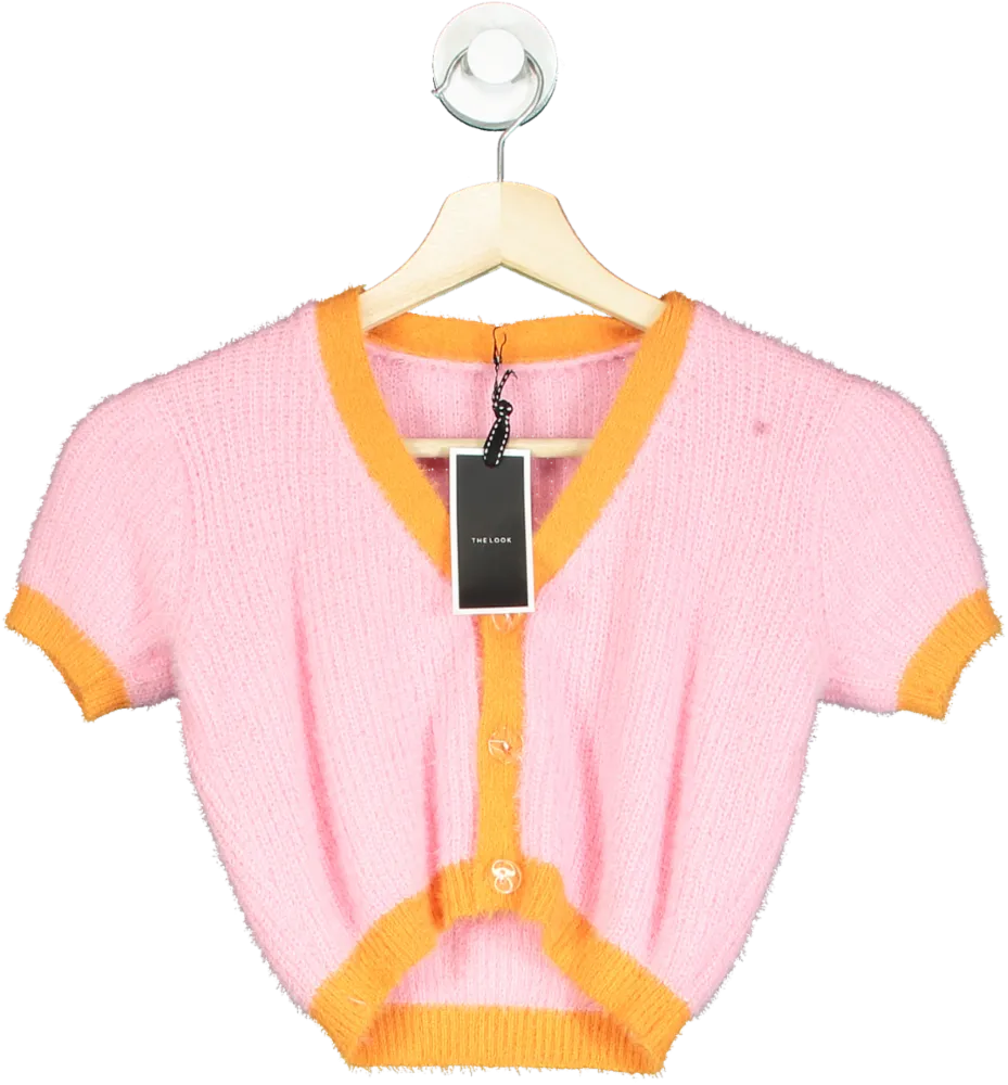 The Look Pink and Orange Short Sleeve Cardigan UK S