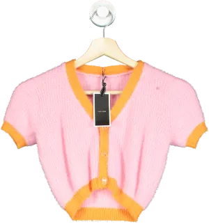 The Look Pink and Orange Short Sleeve Cardigan UK S