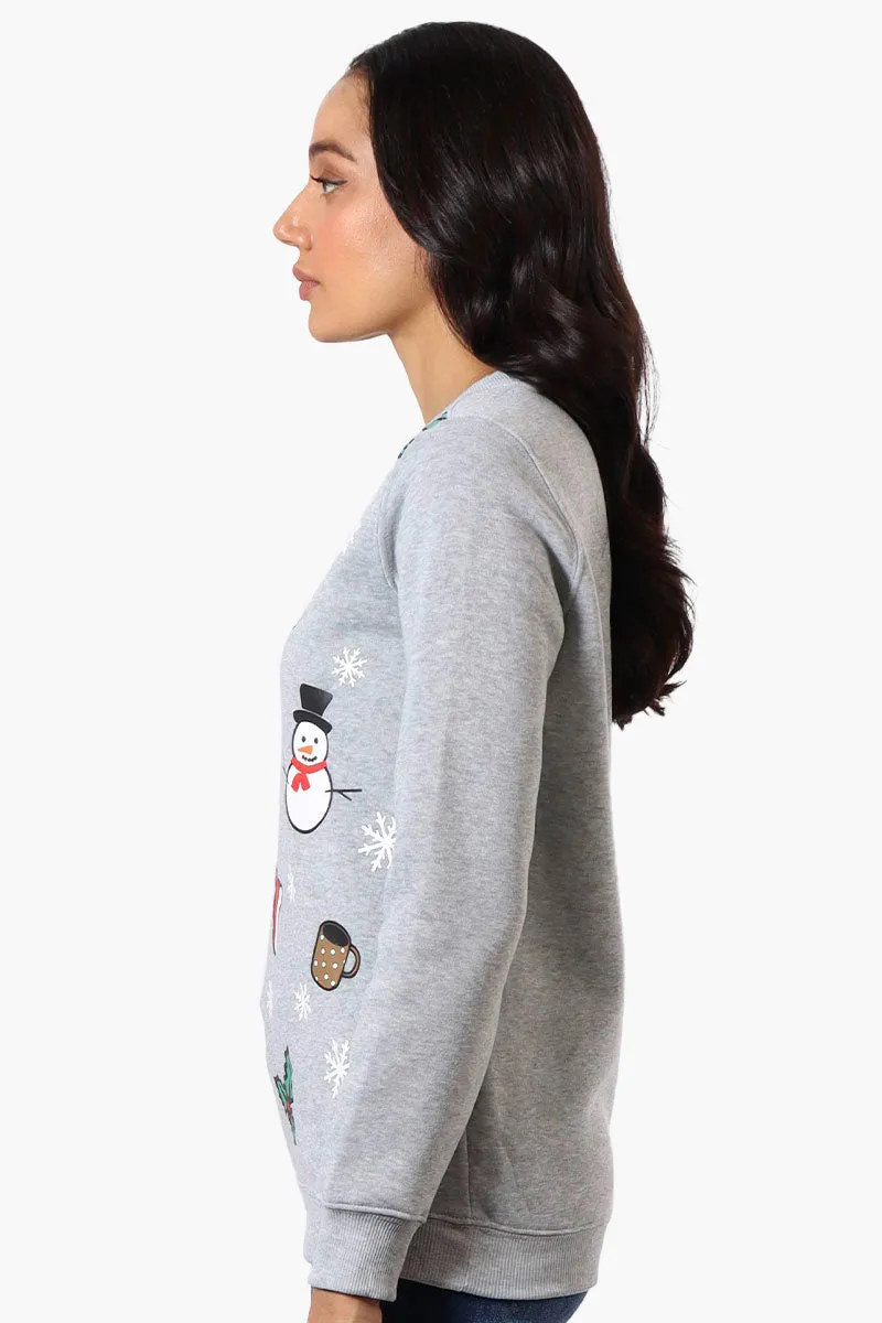 Ugly Christmas Sweater Festive Print Christmas Sweater - Grey