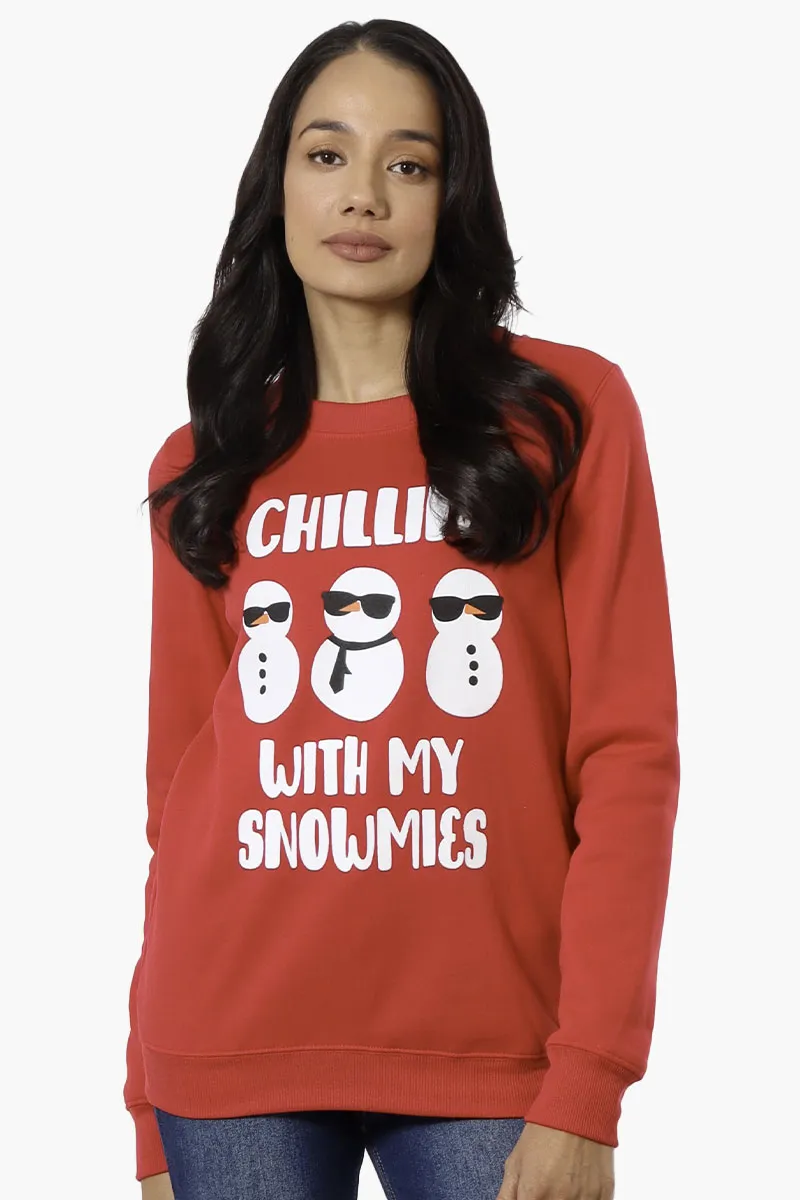 Ugly Christmas Sweater Snowmies Print Christmas Sweater - Red