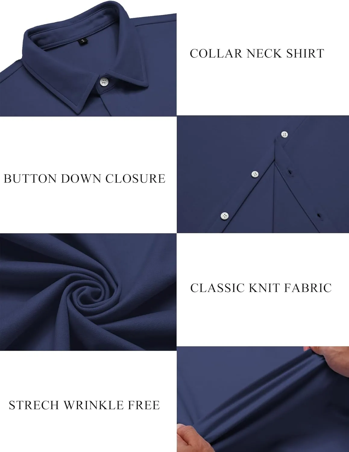 URRU Men's Muscle Dress Shirts Short Sleeve Stretch Casual Button Down Shirts Wrinkle Free Slim Fit Dress Shirt for Men