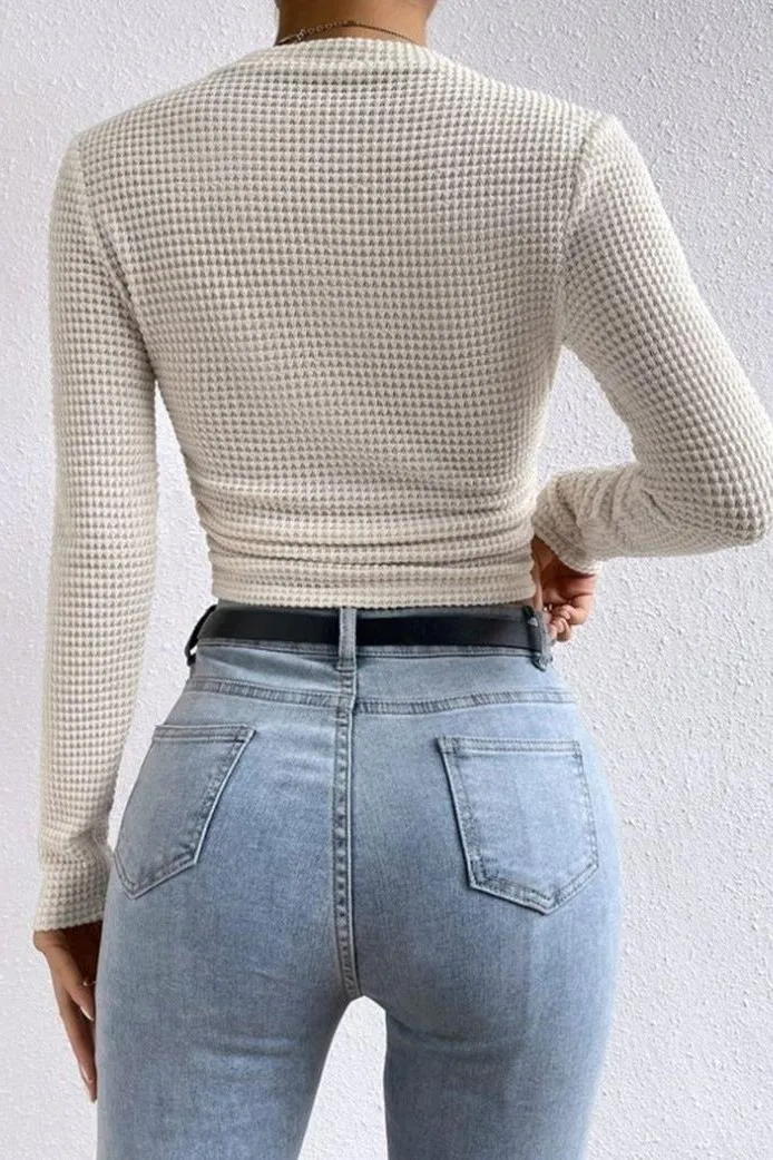 Versatile Long-sleeved Pleated Top