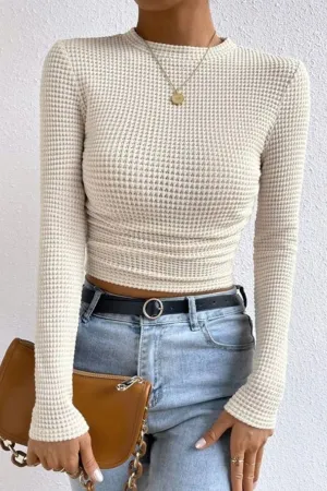 Versatile Long-sleeved Pleated Top
