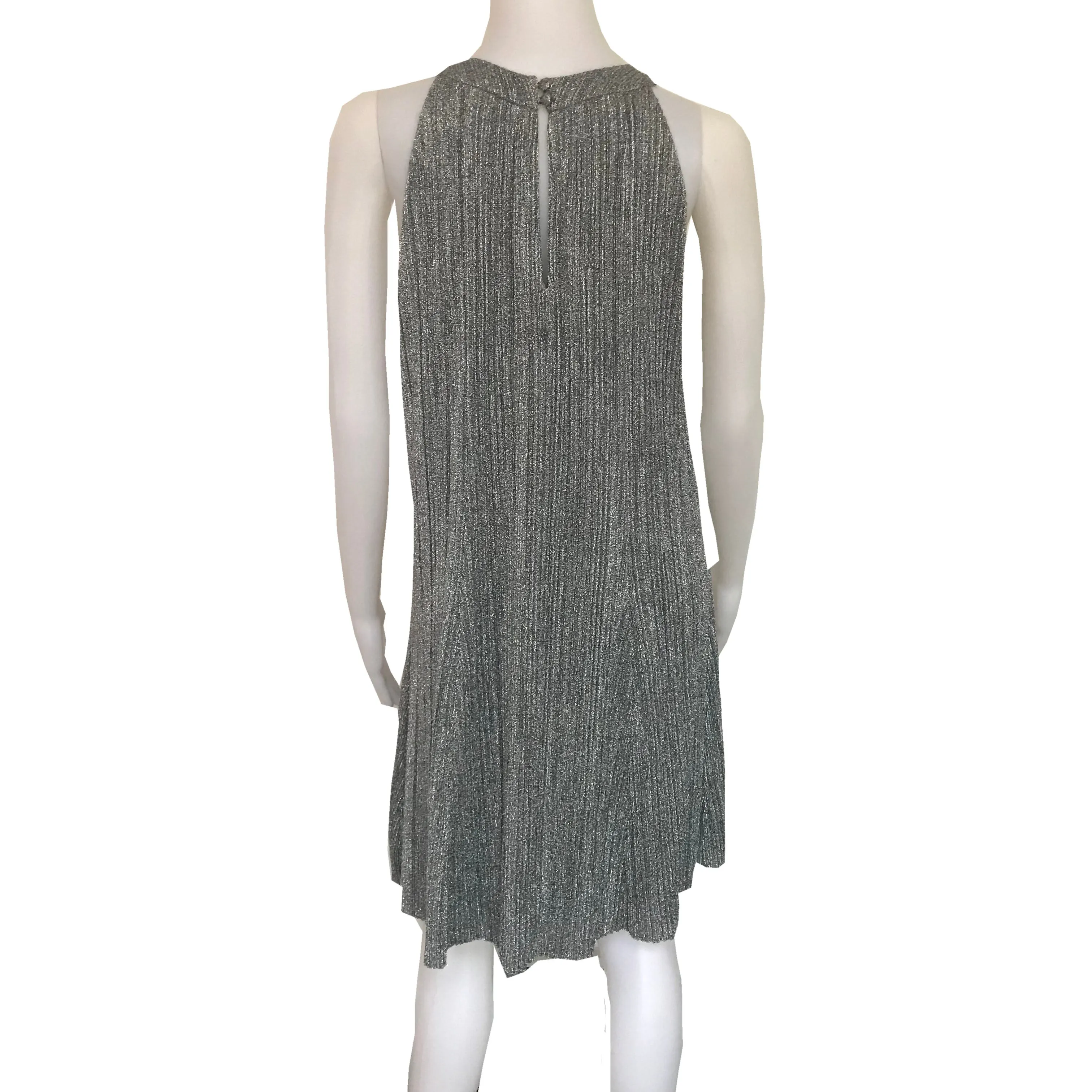 Vintage 1990s Metallic Silver Trapeze Dress