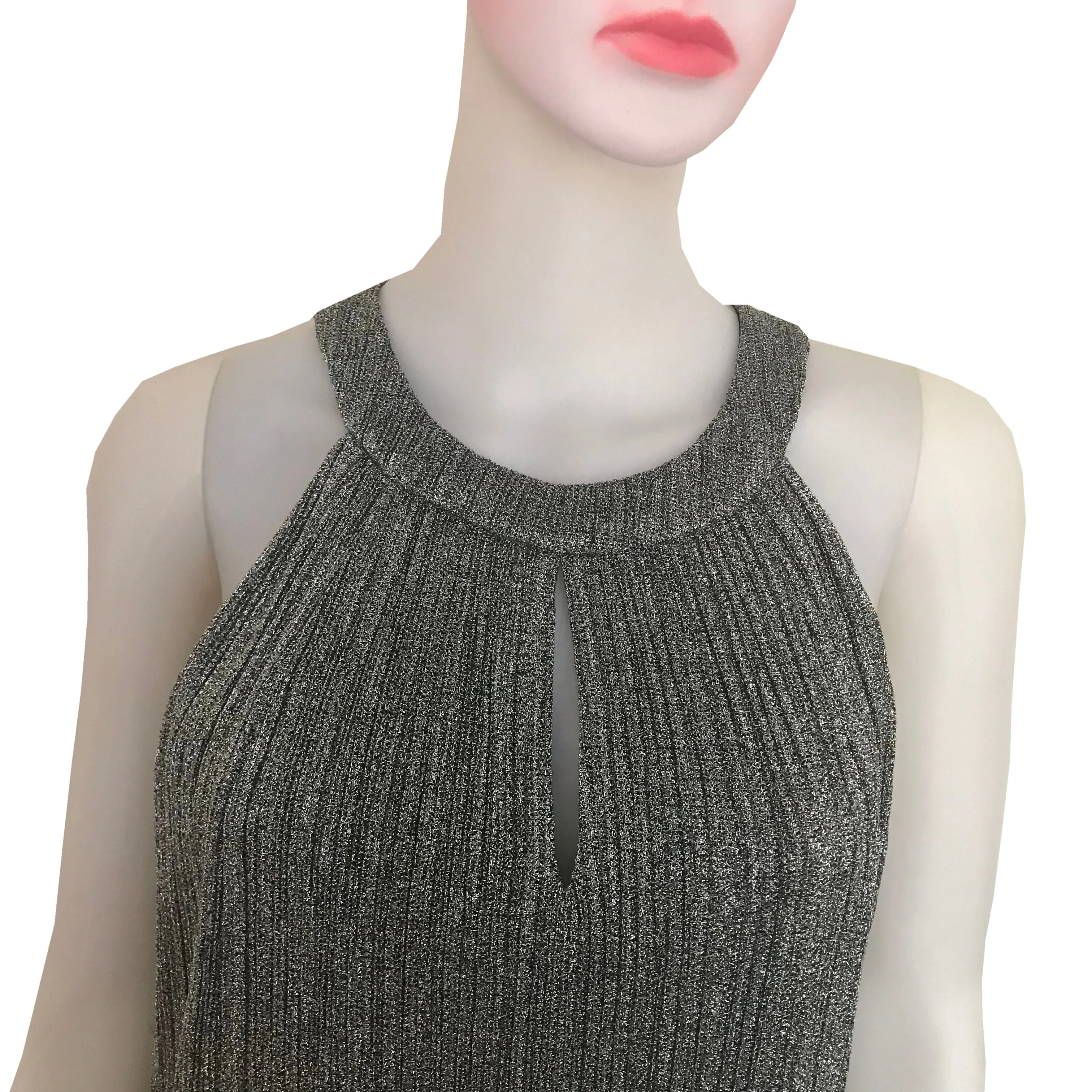Vintage 1990s Metallic Silver Trapeze Dress