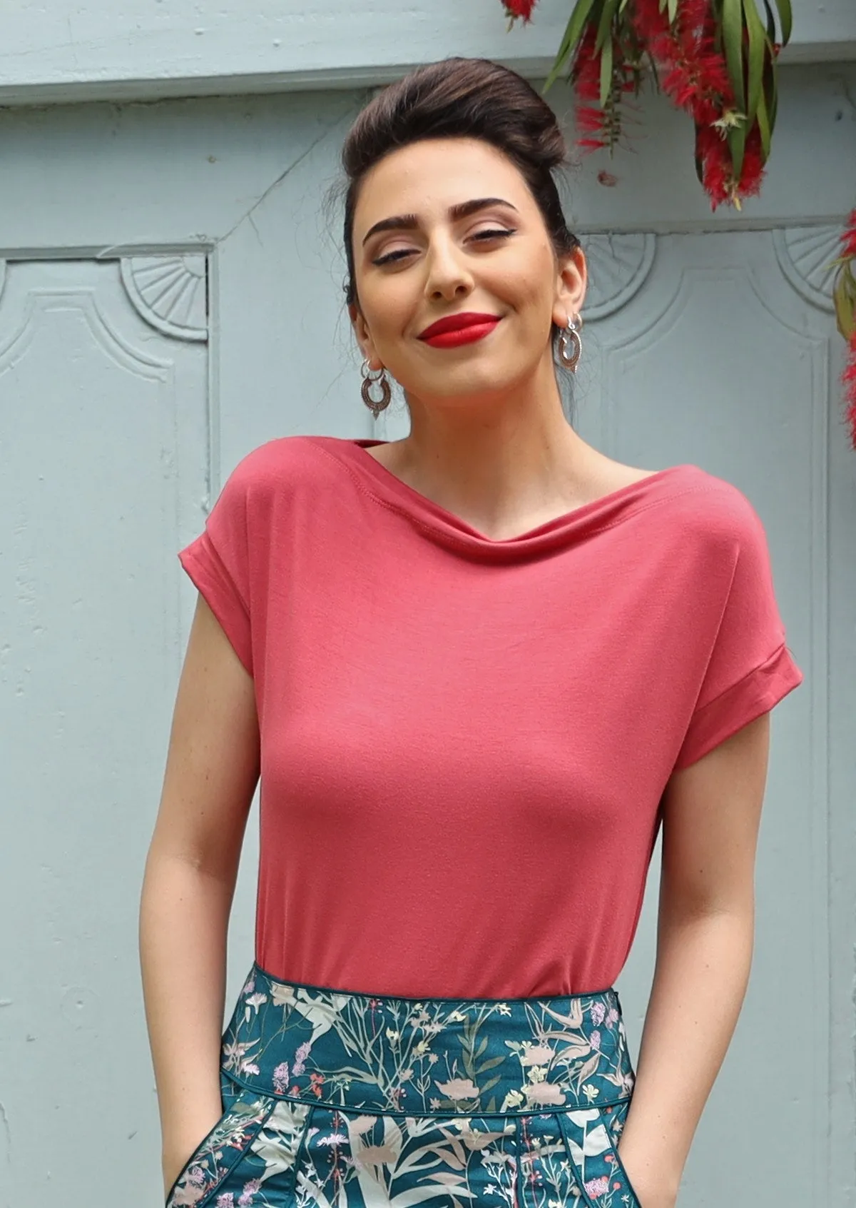 Wide Neck Mod Top Rose Pink