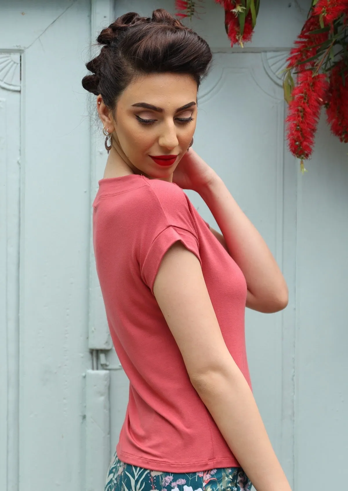 Wide Neck Mod Top Rose Pink