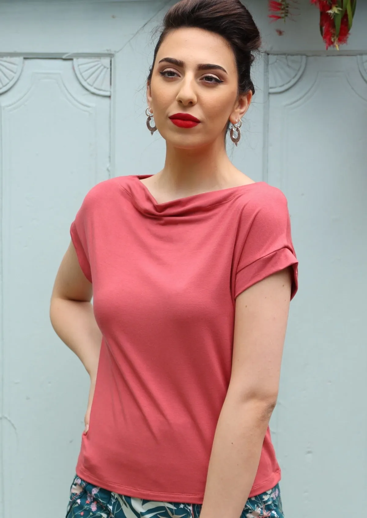 Wide Neck Mod Top Rose Pink