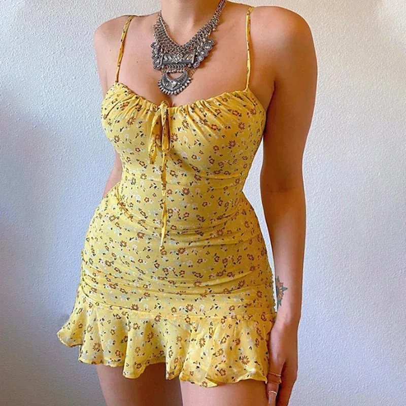 Women's Sexy Casual Home Small Floral Camisole Dress Summer Comfortable Skirt for Effortless Style
