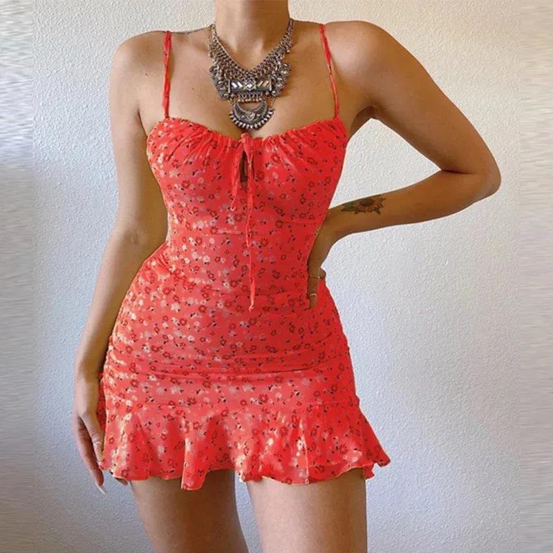 Women's Sexy Casual Home Small Floral Camisole Dress Summer Comfortable Skirt for Effortless Style