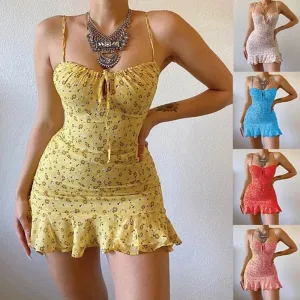 Women's Sexy Casual Home Small Floral Camisole Dress Summer Comfortable Skirt for Effortless Style