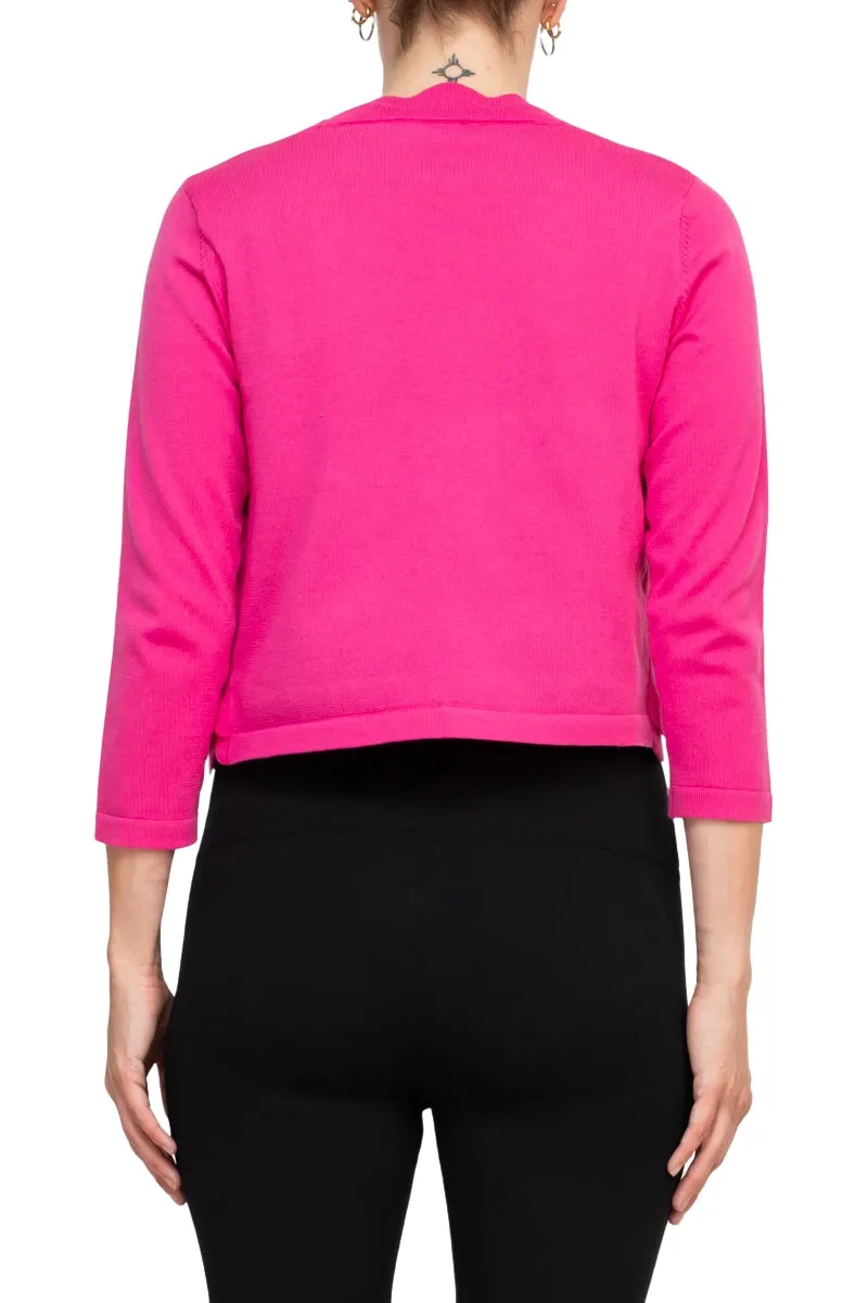 Zac & Rachel 3/4 Sleeve Bolero Open Faced Shrug with Tiered Scallop Details