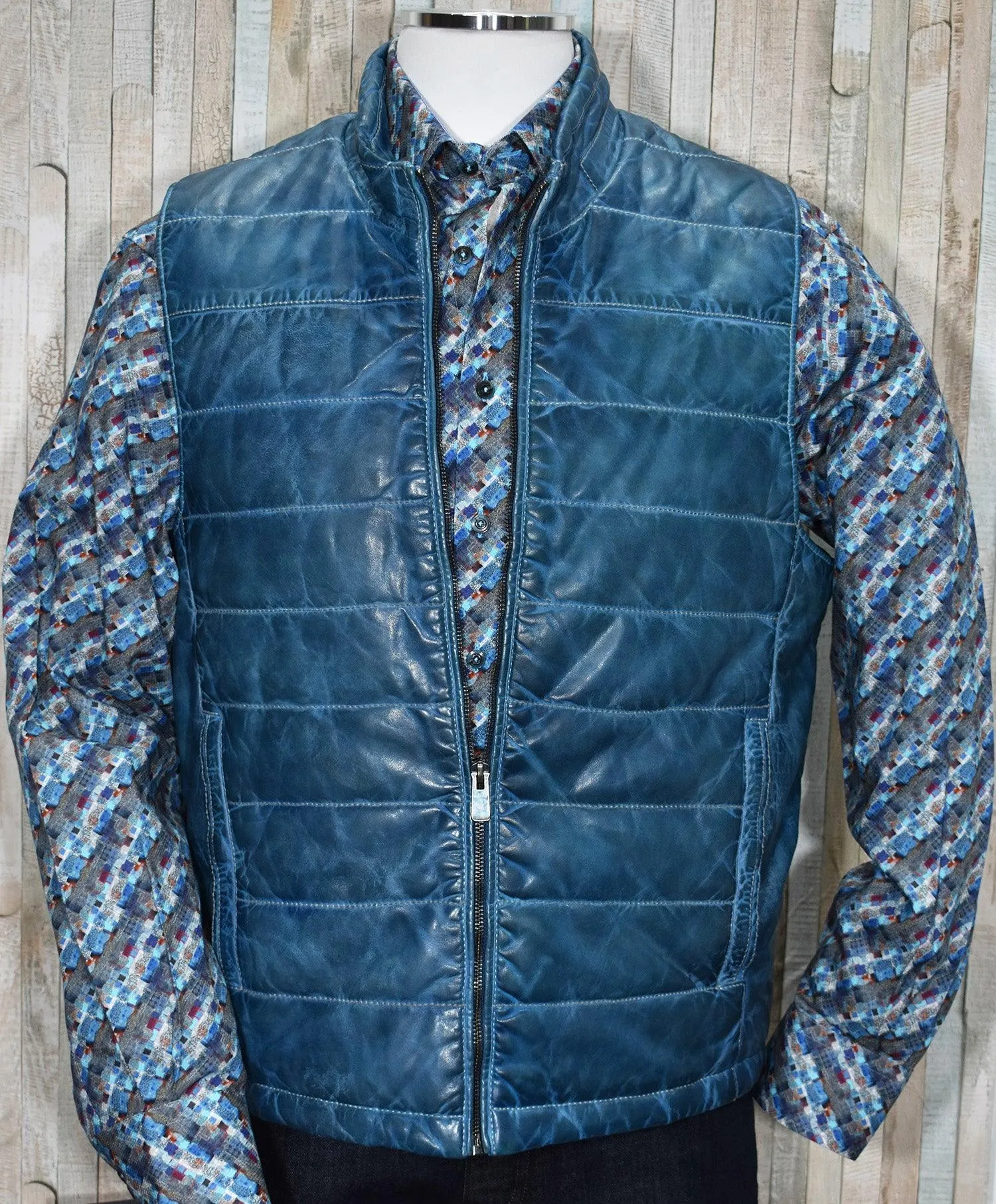 ZM108N Cali Style Navy Leather Vest