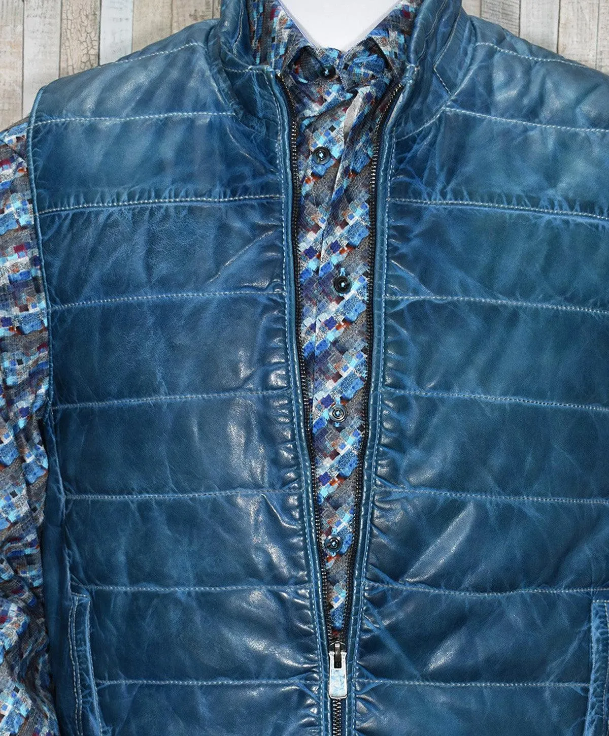 ZM108N Cali Style Navy Leather Vest